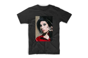 T-shirt a maniche corte Amy Winehouse da uomo unisex S-3XL nera fan art - Foto 1 di 2