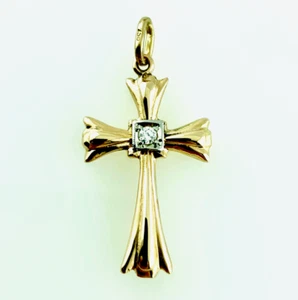 ANHÄNGER 18KT GOLD GELBES KREUZ CHARMS ANHÄNGER KREUZ HERREN DAMEN FÜR KETTE - Bild 1 von 7
