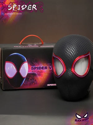 Marvel Mascara Miles Spiderman Headgear  Moving Eyes Mask  1:1 Remote control - Image 1 of 4