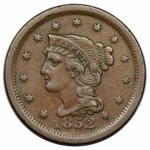 1852 Braided Hair Large Cent, rare N-23, R5, LDS (b) reverse cud - Bild 1 von 3