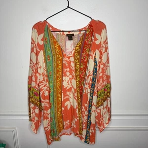 Vineet Bahl Edith Embroidered Boho Peasant Oversized Blouse Womens X-Large - Picture 1 of 11