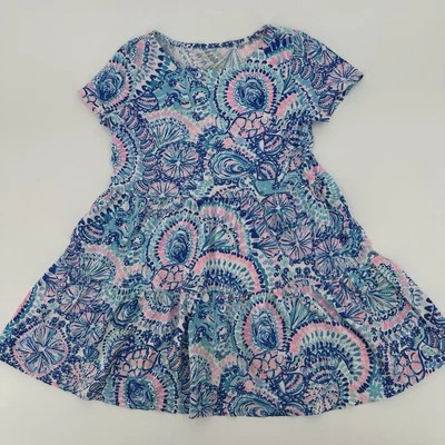 Lilly Pulitzer Dress Girls Medium 6-7 Floral Colorful Vibrant Short Sleeve - Image 1 of 4