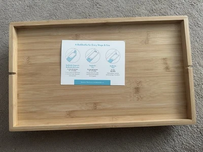 Vassoio bambù ripiano galleggiante SCAFFALE STRUTTURA LETTO MORSETTO comodino comodino - Immagine 1 di 4