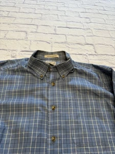 LL Bean Wrinkle Resistant Shirt L TALL Blue Plaid Long Sleeve Button Up Cotton - Picture 1 of 10