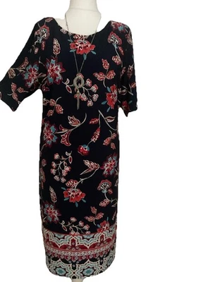 Bonmarche Blue Multicoloured Short Sleeve Midi Dress Size Uk 22 - Image 1 of 4