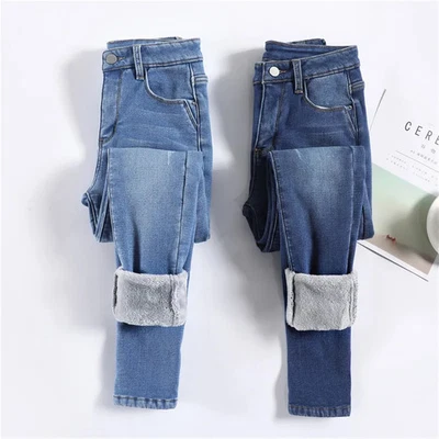 FASHION LIFESTYLE4YOU Damen Winter Warm Thermo Jeans Hose Innenfleece Stretch Hosen Leggins Denim