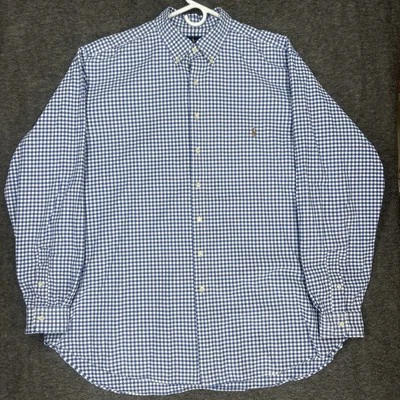 Ralph Lauren Oxford Shirt Mens 2XLT Blue Gingham Check Flesh Pony Long Sleeve - Image 1 of 4