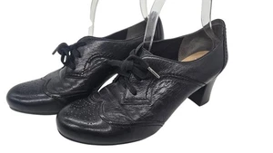 Zapatos Naturalizer Jodell Años 40 Estilo Cuero Negro Tacón Oxford Con Cordones Talla 9 - Imagen 1 de 11