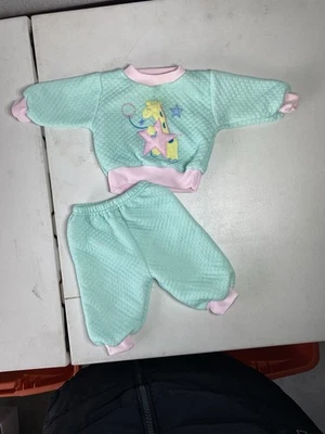 复古 Cuties By Judy Baby Outfit 6–9M 完好 Puff Sweat 套装 长颈鹿星星 罕见 — 第 1/3 张图片