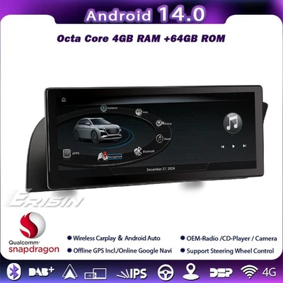 10.25" IPS Car Stereo Android 14 DAB+Sat Nav CarPlay GPS For Audi A4 B8 A5 64GB - Image 1 of 4