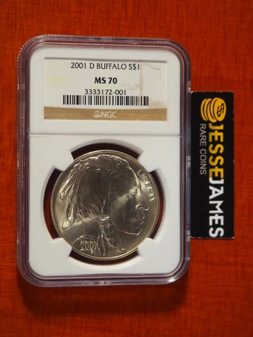 2001 D $1 SILVER BUFFALO COMMEMORATIVE DOLLAR NGC MS70 BROWN LABEL Cover