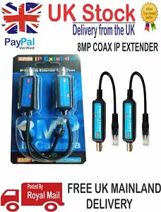 1 par de adaptadores de cable IP CCTV BNC IP extensor pasivo sobre coaxial 220M - Imagen 1 de 2
