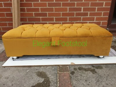 Footstool, Ottoman Storage Box, Bench Chesterfield design in soft / plush velvet - Image 1 of 4
