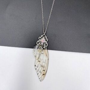 Fairy Silver Pendant Resin Yellow Butterfly Wing Necklace Wedding Jewelry Gifts
