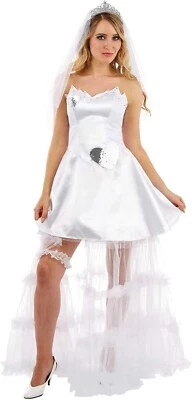 Women`s Sexy Bride Costume + Tiara & Veil S -XL Ladies Bridal Wedding Dress - Image 1 of 4