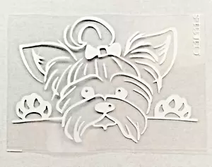 5 1/2” x 3 1/2” WHITE YORKIE PET DOG CAR WINDOW DECAL STICKER VINYL - Foto 1 di 4