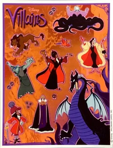 VTG Stickers Hallmark Disney Villains Sheet Radical Dragon Scene - Picture 1 of 1