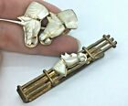 Vintage Rare (Oxford ?) Gold Filled Mother of Pearl Horse Cuff Links & Tie Clip