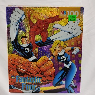 Rompecabezas de papel de aluminio vintage Marvel Fantastic Four Milton Bradley 1996 caja sellada  Foto 1 de 4