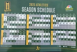 2025 Athletics Magnet Calendar/Schedule, MLB, Giveaway 4/1, Sacramento, Oakland - Picture 1 of 1