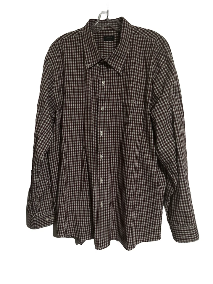 Camisa de vestir para hombre Arrow abotonada roja a cuadros manga larga talla L Foto 1 de 4