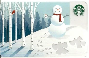 Starbucks Coffee Snowman Snow Angels Red Cardinal Forest Winter 2013 Gift Card - Picture 1 of 1