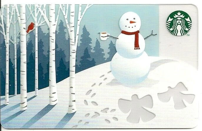 Starbucks Coffee Snowman Snow Angels Red Cardinal Forest Winter 2013 Gift Card - Image 1 of 1
