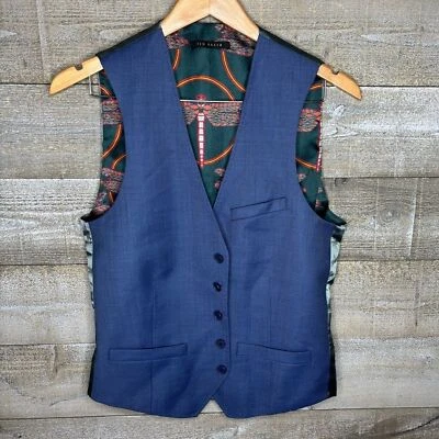 Ted Baker London новый с Ярлыками 36R 100% шерсти дракон мухи мужской костюм жилет свадебный жилет - Изображение 1 из 4