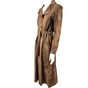 1970s Coat Vtg Suede Midi Length Belted Winter Jacket Hydes Sz 14 New Zealand - Picture 1 of 9