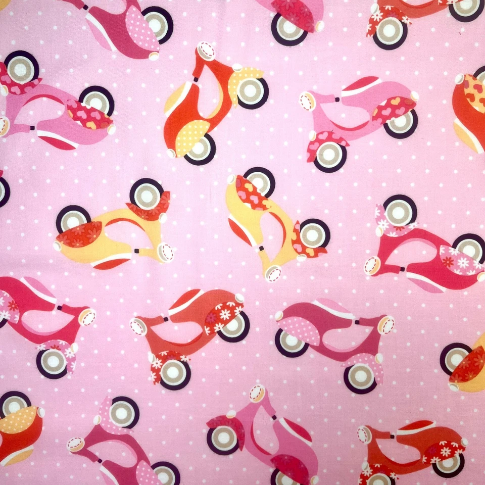 Moped Scooter Fabric by Timeless Treasures MOD-C486830 31” L x 44” W 100% Cotton - Image 1 of 4
