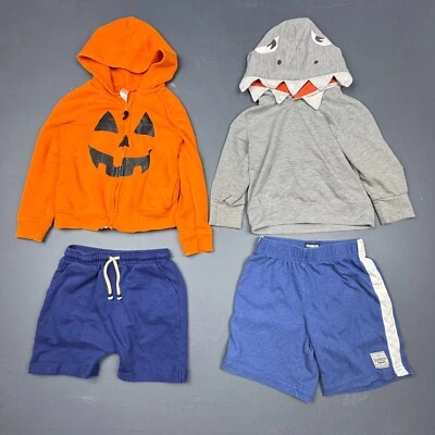 Boys 2 Outfits Bundle Size 4-5 Halloween Shark Hoodies Shorts Clothing Lot 4 - Image 1 of 4