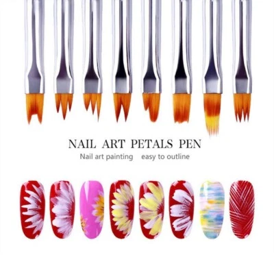 Premium Nail Art Brushes Set - 8 pcs - UV Gel Flower Drawing Pens - Image 1 of 4
