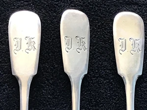 RARE SET 3 MONOGRAM JK SPOONS ORIGINAL RUSSIAN IMPERIAL SILVER 84 ANTIQUE RUSSIA - Picture 1 of 11