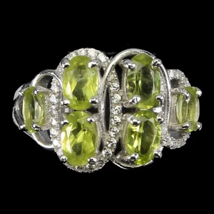 Summer 925 Silver Ring Oval Peridot Jewelry Simulated Cz Gemstone Jewelry - Picture 1 of 10