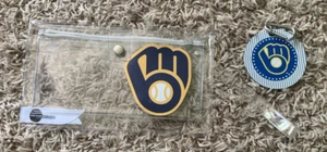Milwaukee Brewers Clear Stadium Pencil Case Wristlet Little Earth + Keychain - Picture 1 of 15