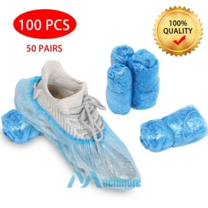 100Pcs Disposable Boot & Shoe Covers Waterproof Non-Slip Protectors for Indoor - Picture 1 of 12