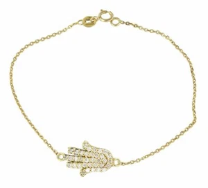 Bracciale Catena Mano Hamsa Oro 14K 0,16 CT VS/F-G Diamanti - Il Gioiello - Foto 1 di 3