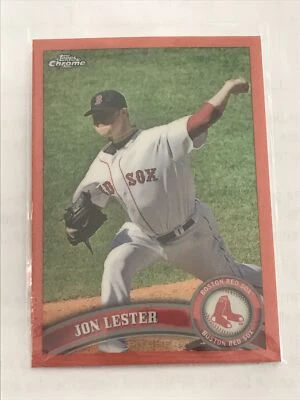 2011 Topps Chrome Retail Orange Refractor Jon Lester #55 Boston Red Sox Card - Image 1 of 2