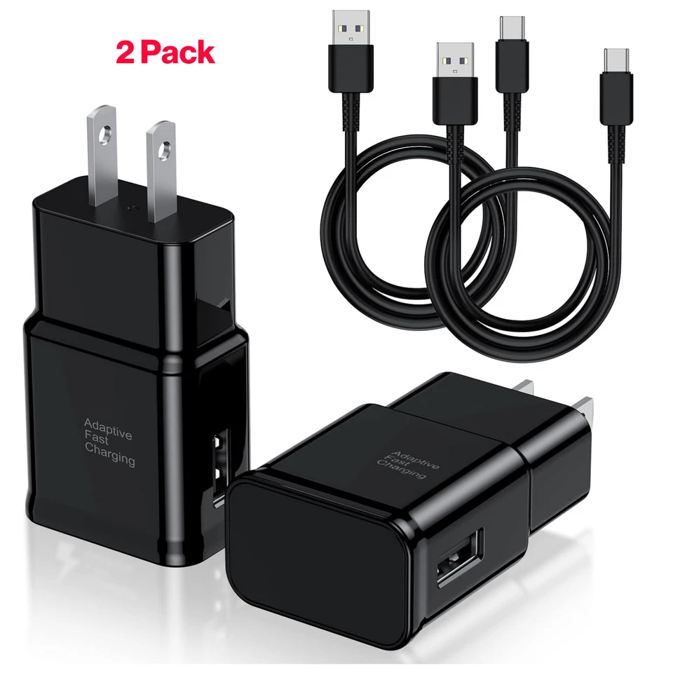 [Paquete de 2] Cargadores de pared de carga rápida Samsung Galaxy Home tipo C - Cable de 3 pies Foto 1 de 4