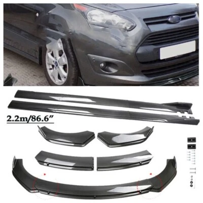 For Ford Transit Connect Carbon Fiber Style Front Bumper Lip Kits Side Skirts US - Image 1 of 4