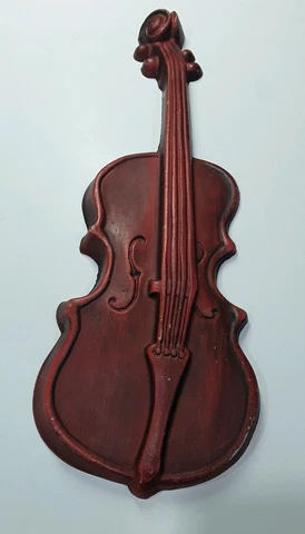 Vintage Royal Cast Metal Violin Wall Hanging Golden Brown Orange 18" Cover