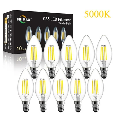 BRIMAX C35 E12 LED Candle Light Bulbs Daylight White 5000K 4/6W Chandelier Bulbs - Image 1 of 4