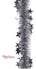 Christmas 2M Die-Cut Stars Pewter Tinsel Garland Tree Decoration Ornament Gift