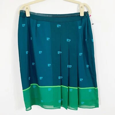 NEW Pierre Cardin Womens Skirt Size 10 Green Blue Pleated Front Lined Side Zip - Image 1 of 4