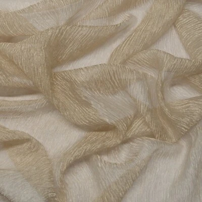 Blush White Silver Crinkled Metallic Silk Organza, 33" W, By The Yard (TS-7244) - Image 1 of 3