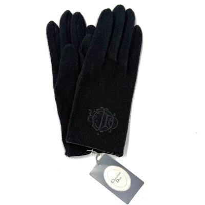 Guantes Christian Dior cachemir negros auténticos 728 Foto 1 de 4