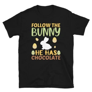 Funny Easter Design Follow The Bunny Unisex T-Shirt - Picture 1 of 7