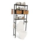 Over The Toilet Storage Cabinet - Metal Bathroom Organizer with Drawer, Black