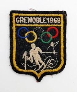 Grenoble 1968 Winter Olympics Skiing Ski Embroidered Patch Badge Vintage - Picture 1 of 2