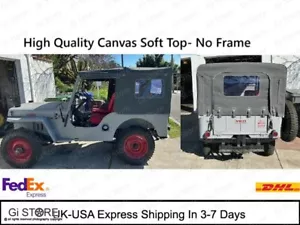 Canvas Top For Jeep Willys CJ3A CJ3B Fit Straight Bow OD Geen,Grey Black,Brown - Picture 1 of 10